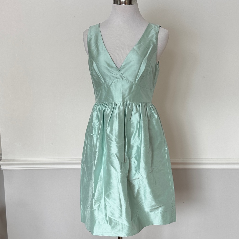 J. Crew Hope Dress Silk Dupioni Aqua 4 NWT Sleeveless Wedding Party $228